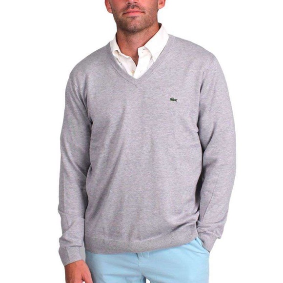 LACOSTE MEN'S COTTON V-NECK SWEATER